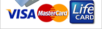 利用可能なクレジットカードはVISA、Master Card、Life Card